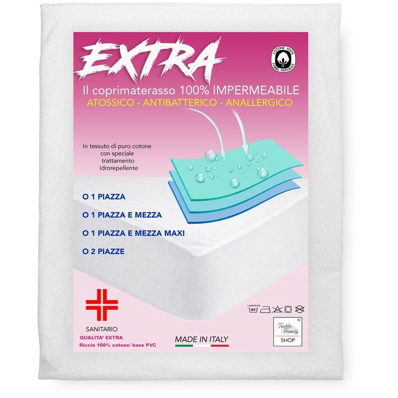 foto del prodotto tex family coprimaterasso impermeabile sanitario pvc qualit extra made in italy 1 piazza e mezza