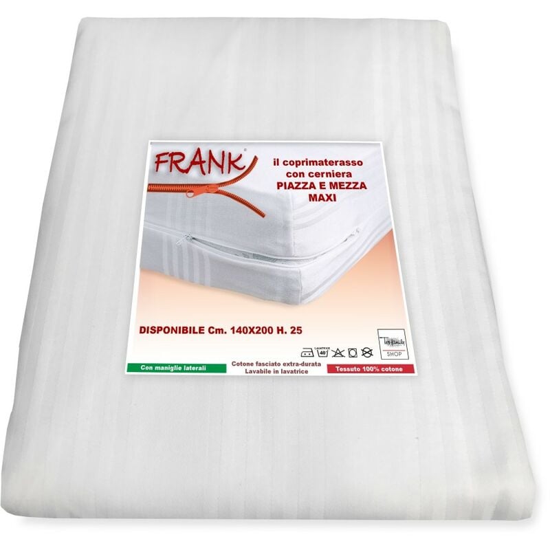 foto del prodotto tex family coprimaterasso intero frank con cerniera zip misura francese cm. 140 piazza e mezza grande