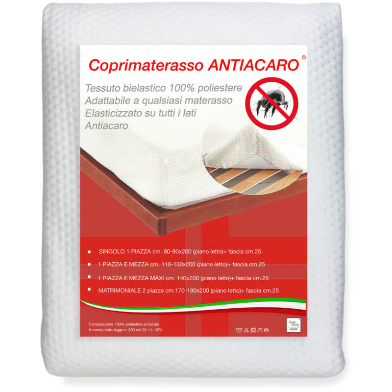 foto del prodotto tex family coprimaterasso jersey elasticizzato anallergico e antiacaro morbido e silenzioso angoli maxi materassi alti una piazza e mezza cm.