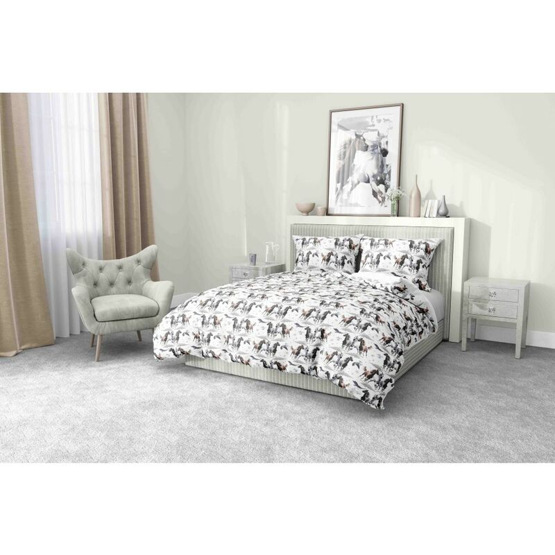 foto del prodotto tex family copripiumino cavallo cavalli in corsa in puro cotone made in italy cm. 155x200