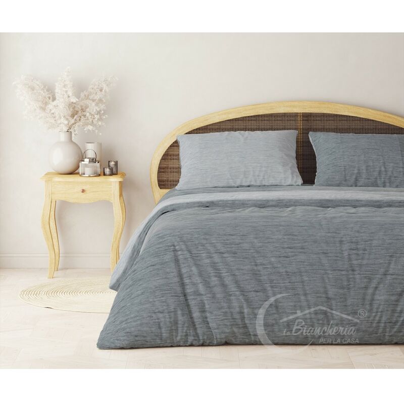 foto del prodotto tex family copripiumino in flanella flanellato bicolore grigio in puro cotone