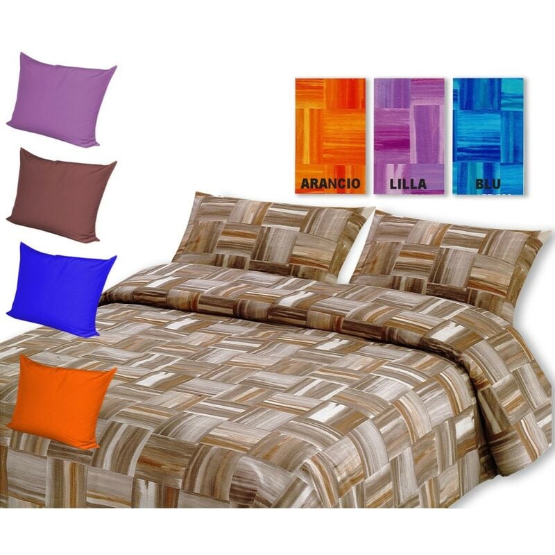 foto del prodotto tex family copripiumino in puro cotone dis. stresa con cuscino arredo blu 2 piazze
