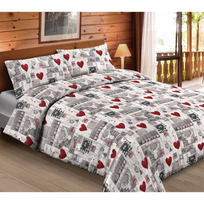 foto del prodotto tex family copripiumino matrimoniale in flanella 250x200 cm tempo di dormire tirolo patch caldo, morbido e made in italy