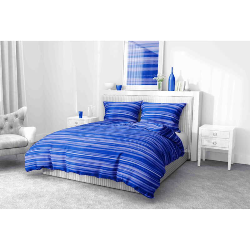 foto del prodotto tex family copripiumino stripe blu in morbida microfibra manopesca lavabile in lavatrice made in italy cm. 155x200
