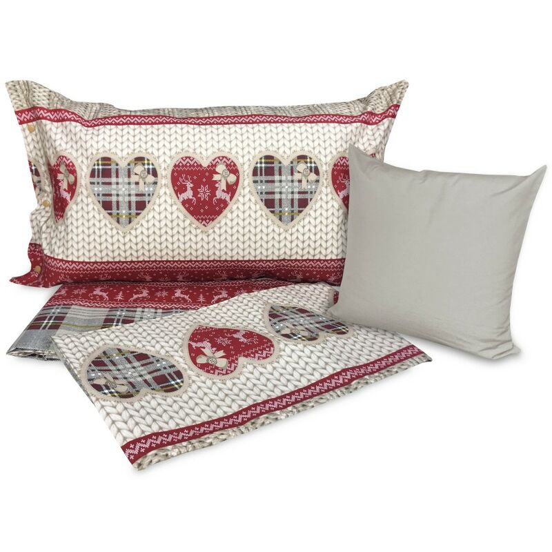 foto del prodotto tex family copripiumino tirolese balme con cuscino arredo in puro cotone cm. 200x200