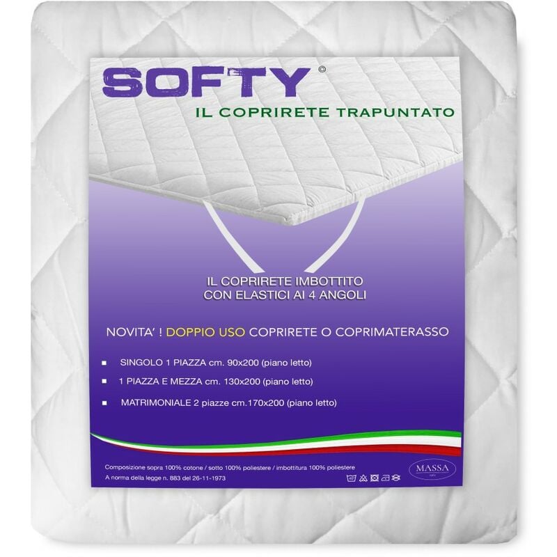 foto del prodotto tex family coprirete trapuntato softy in cotone doppio uso coprimaterasso 2 piazze