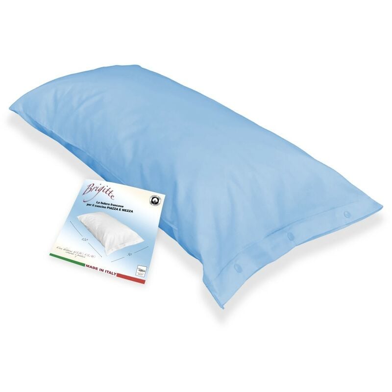 foto del prodotto tex family federa brigitte una piazza e mezza misura francese clic clac cm. 50 x 120 con sacco per obl per il lavaggio azzurro