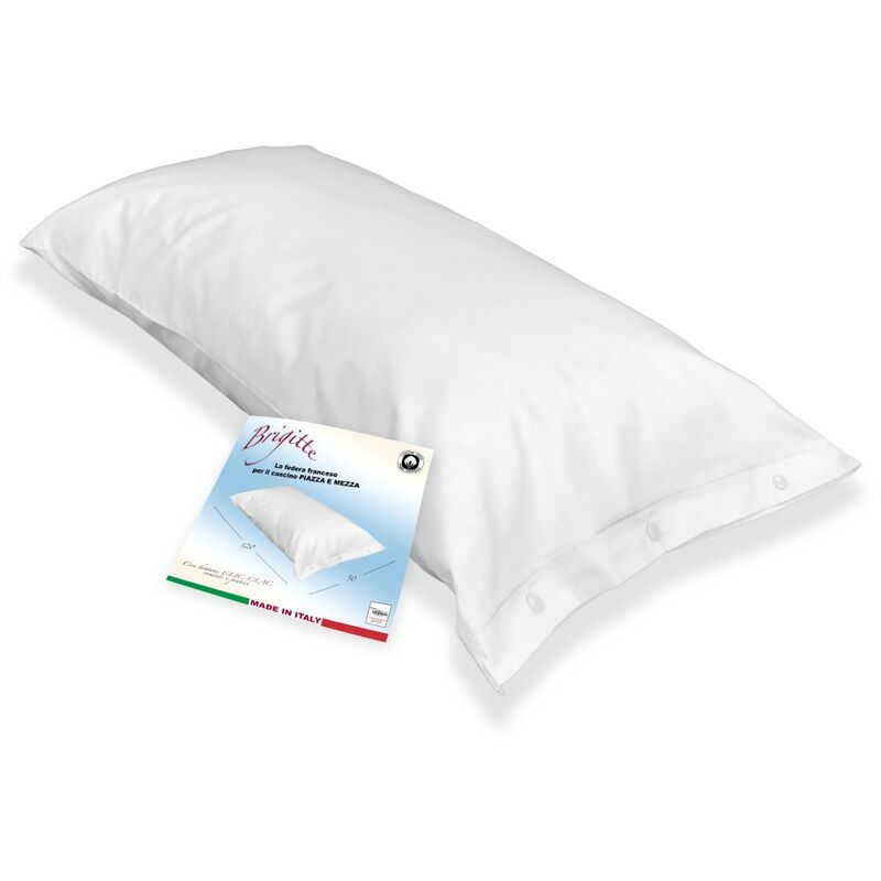 foto del prodotto tex family federa brigitte una piazza e mezza misura francese clic clac cm. 50 x 120 con sacco per obl per il lavaggio bianco