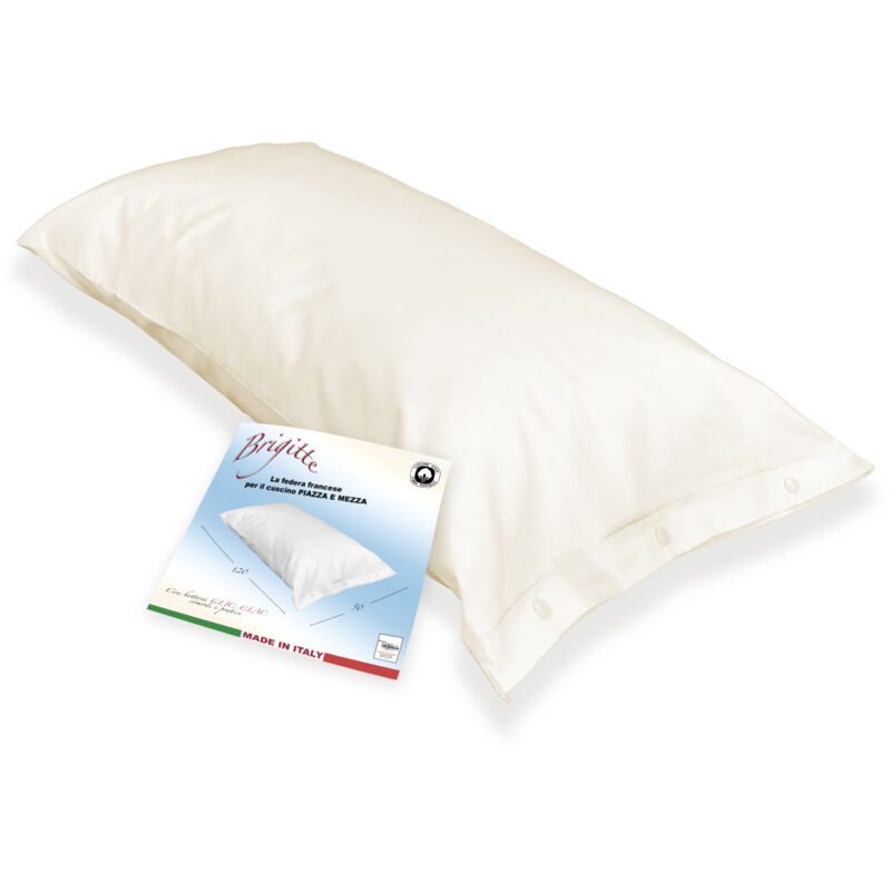 foto del prodotto tex family federa brigitte una piazza e mezza misura francese clic clac cm. 50 x 120 con sacco per obl per il lavaggio panna