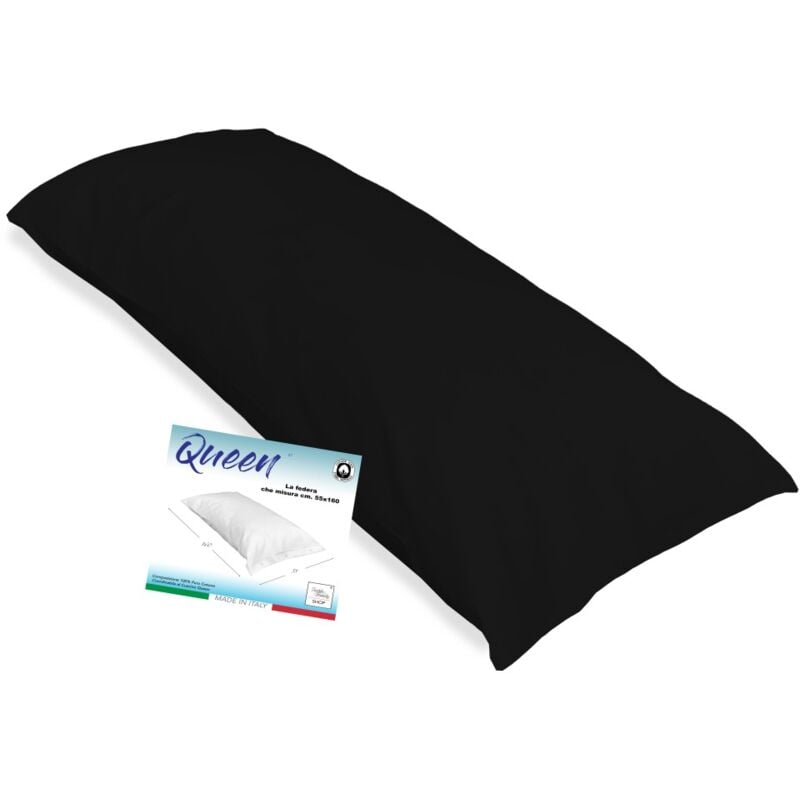 foto del prodotto tex family federa queen per cuscino letto maxi misura cm. 55 x 160 nero