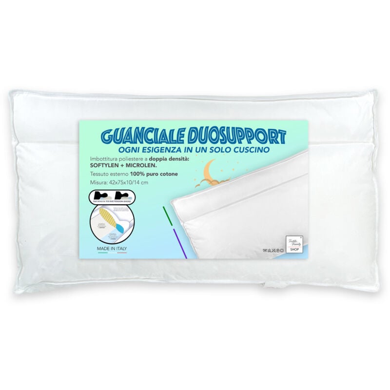 foto del prodotto tex family guanciale duosupport con doppia imbottitura, cuscino letto morbido e duro, innovativo cuscino bicomfort in poliestere e cotone