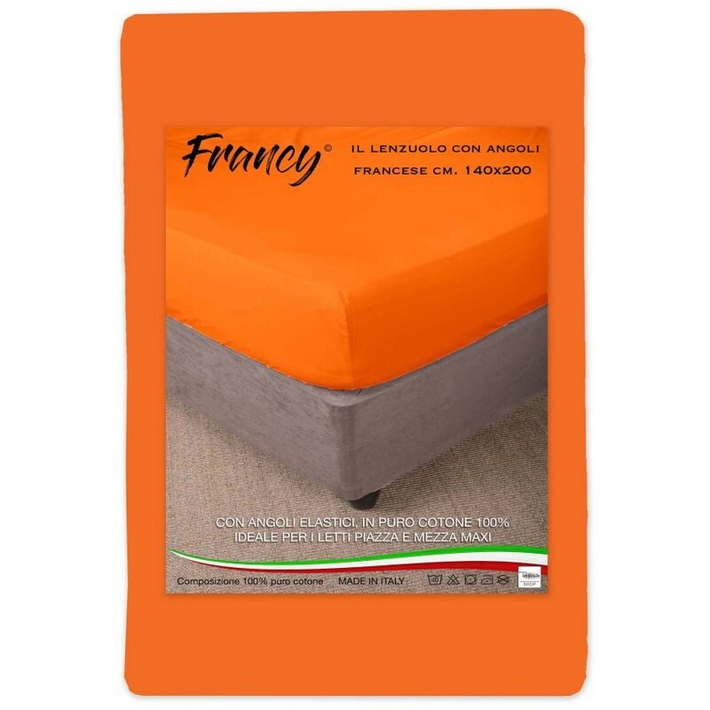 foto del prodotto tex family lenzuolo con angoli francy arancio francese 1 piazza e mezza grande maxi