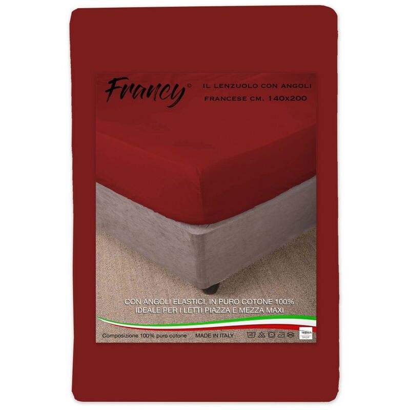 foto del prodotto tex family lenzuolo con angoli francy bordeaux francese 1 piazza e mezza grande maxi
