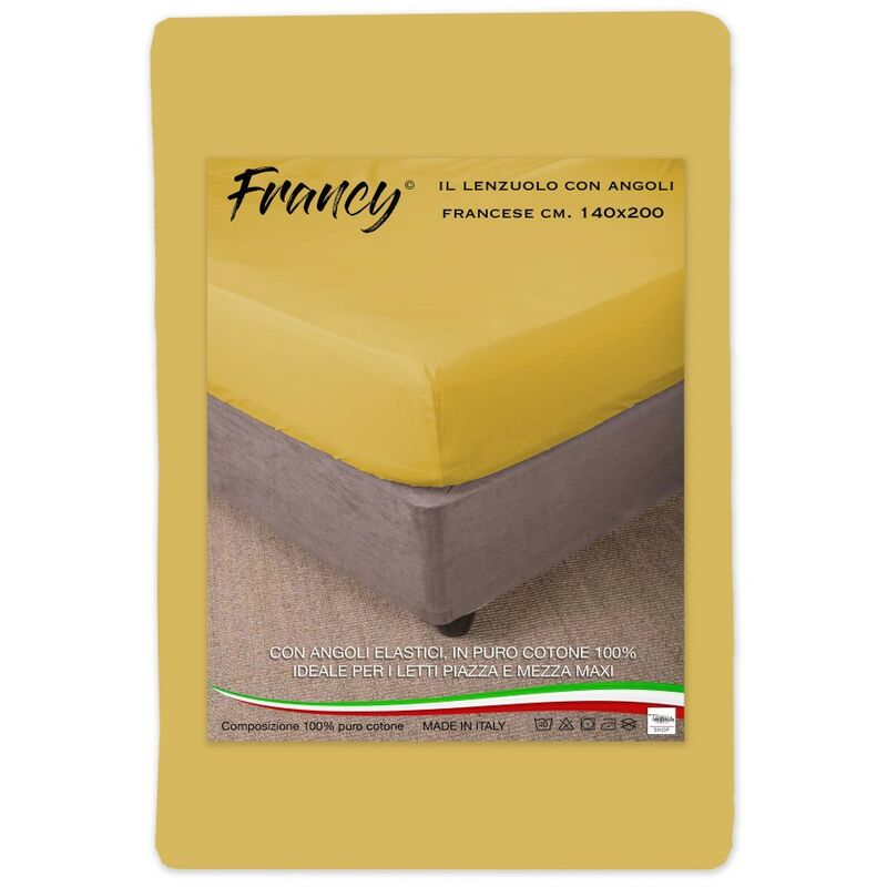 foto del prodotto tex family lenzuolo con angoli francy giallo ocra francese 1 piazza e mezza grande maxi