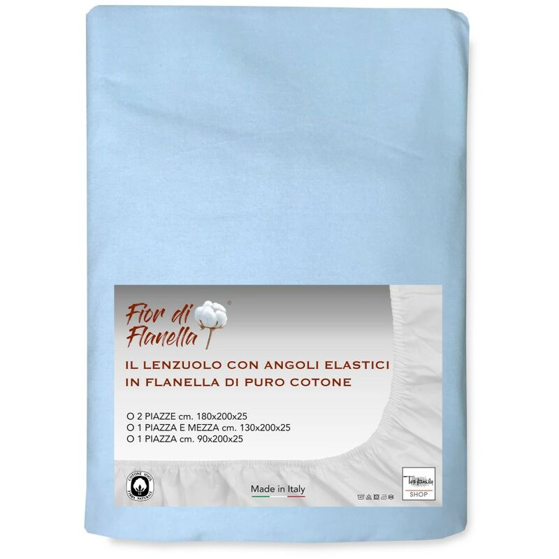 foto del prodotto tex family lenzuolo con angoli in flanella azzurro fior di flanella tutte le misure 2 piazze