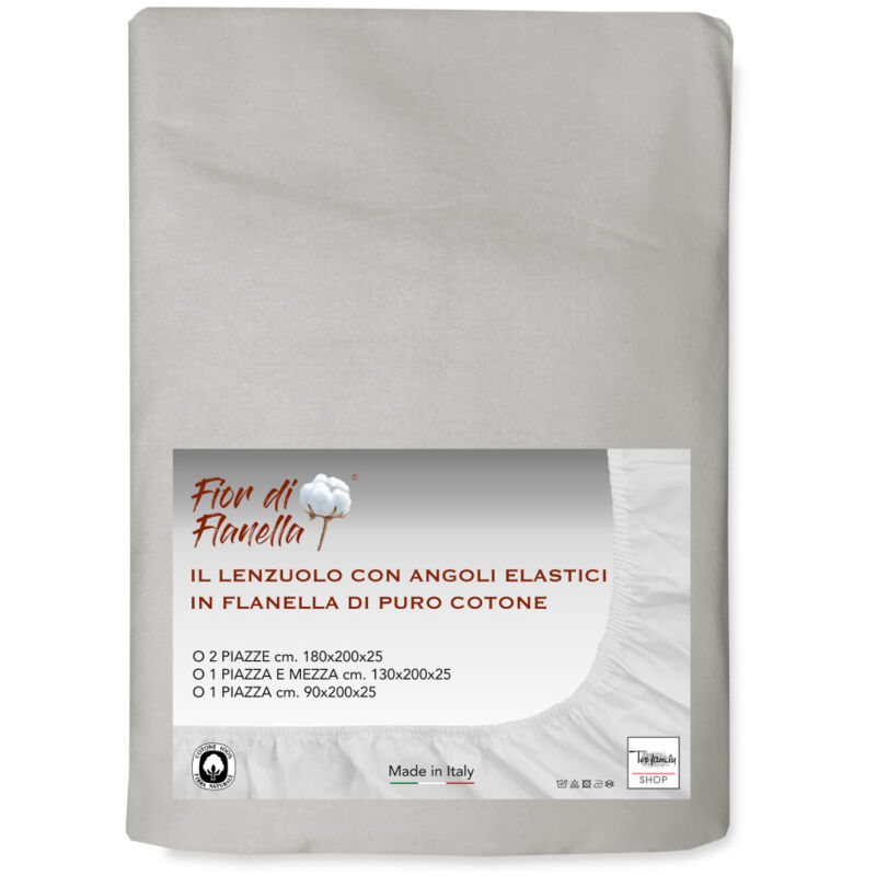 foto del prodotto tex family lenzuolo con angoli in flanella grigio fior di flanella tutte le misure 2 piazze