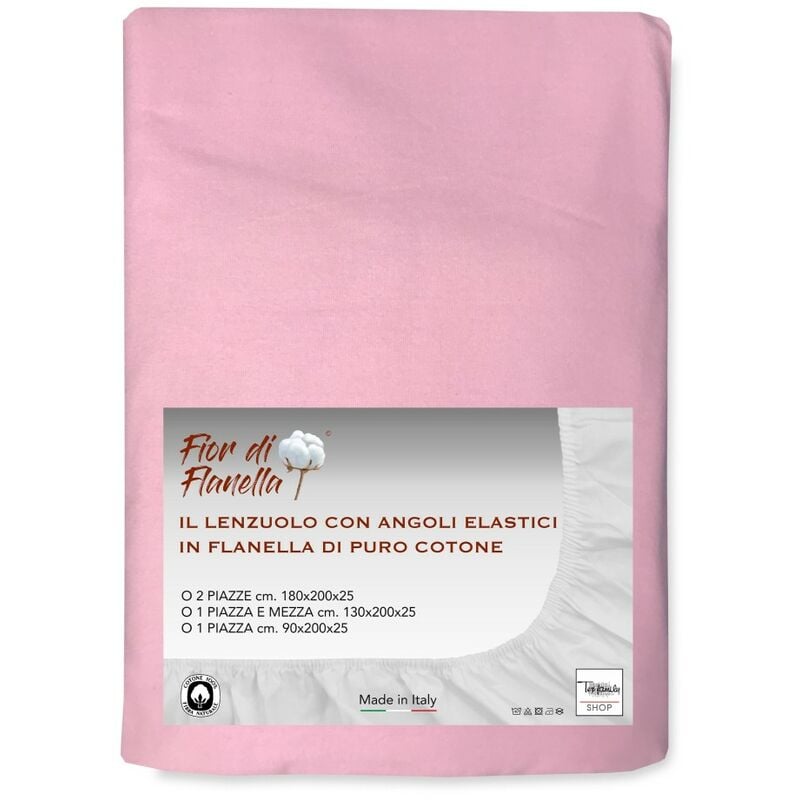 foto del prodotto tex family lenzuolo con angoli in flanella rosa fior di flanella tutte le misure 1 piazza e mezza