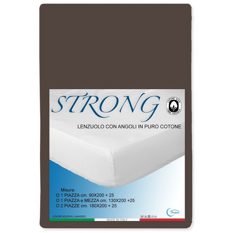 foto del prodotto tex family lenzuolo con angoli strong tinta unita marrone made in italy 1 piazza e mezza