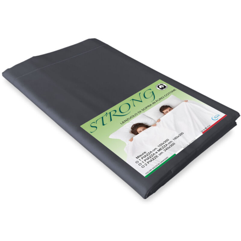 foto del prodotto tex family lenzuolo di sopra cordonetto strong tinta unita grigio piombo, 100 cotone, made in italy 1 piazza e mezza