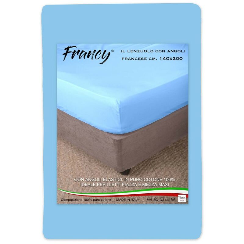foto del prodotto tex family lenzuolo francy con angoli azzurro francese 1 piazza e mezza grande maxi