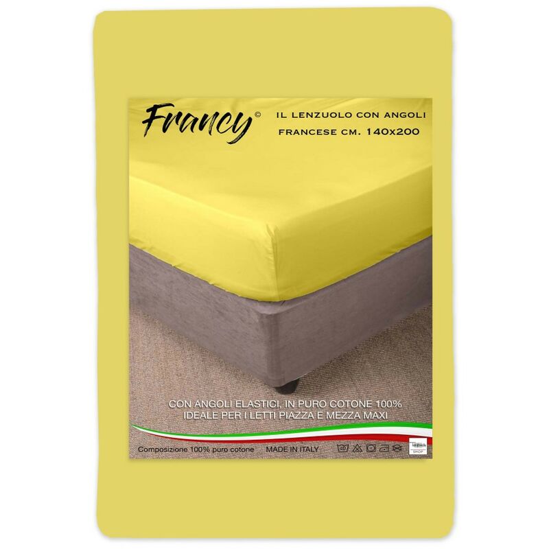 foto del prodotto tex family lenzuolo francy con angoli giallo francese 1 piazza e mezza grande maxi