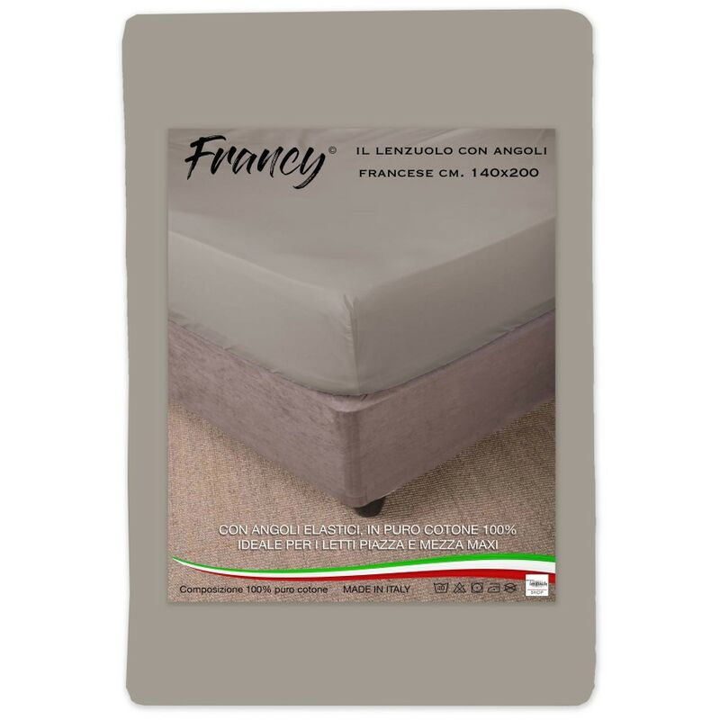 foto del prodotto tex family lenzuolo francy con angoli nocciola tortora francese 1 piazza e mezza grande maxi