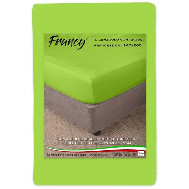 foto del prodotto tex family lenzuolo francy con angoli verde acido francese 1 piazza e mezza grande maxi