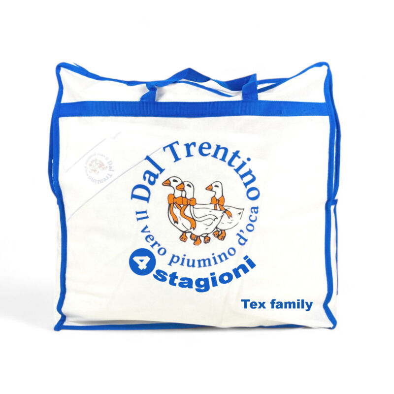 foto del prodotto tex family piumino d oca trentino 4 stagioni, 2 piumini separabili, soffice, versatile, 50 piumino e 50 piuma d oca, certificato oeko tex cm.