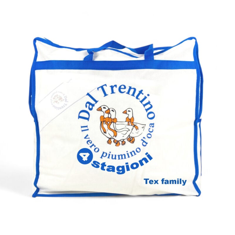 foto del prodotto tex family piumino d oca trentino 4 stagioni, 2 piumini separabili, soffice, versatile, 50 piumino e 50 piuma d oca, certificato oeko tex cm.