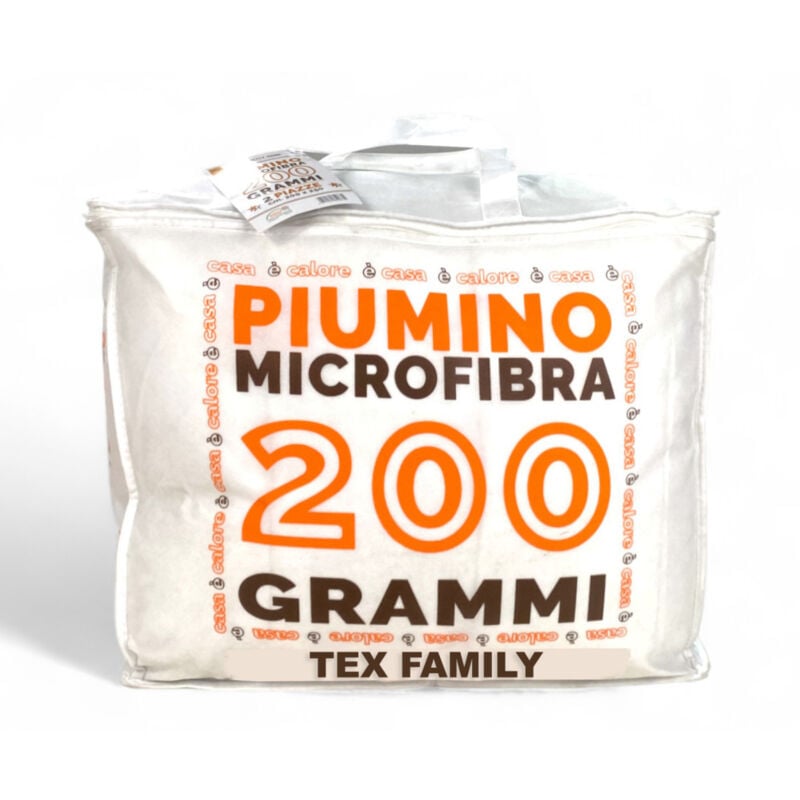 foto del prodotto tex family piumino letto sintetico bianco mezzo peso gr. mq. 200 grammi peso medio 1 piazza e mezza