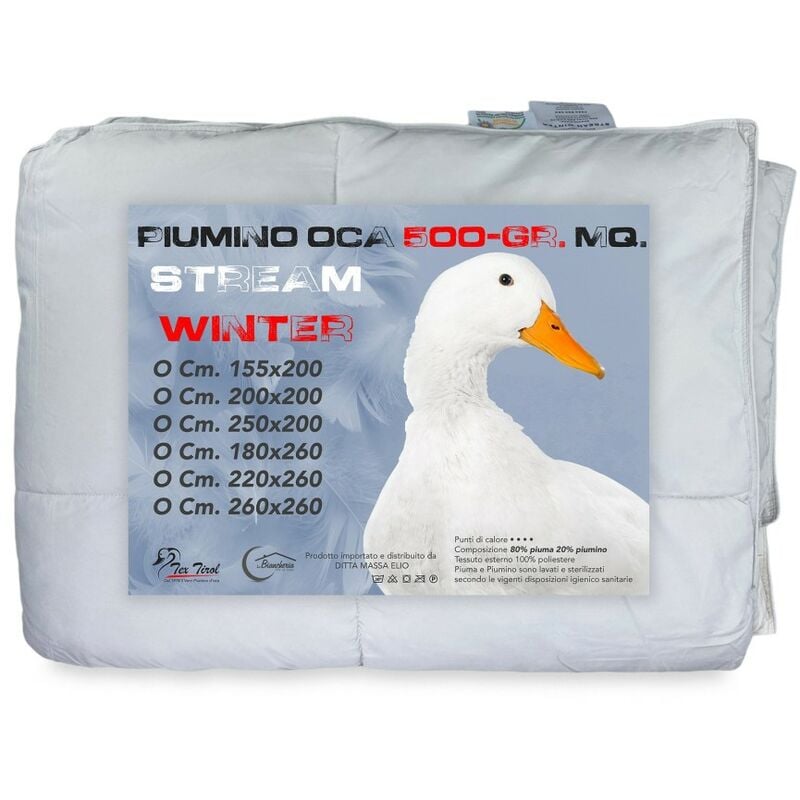foto del prodotto tex family piumino oca stream 500 gr. 80 piuma oca 20 piumino oca bicolore cm. 155x200