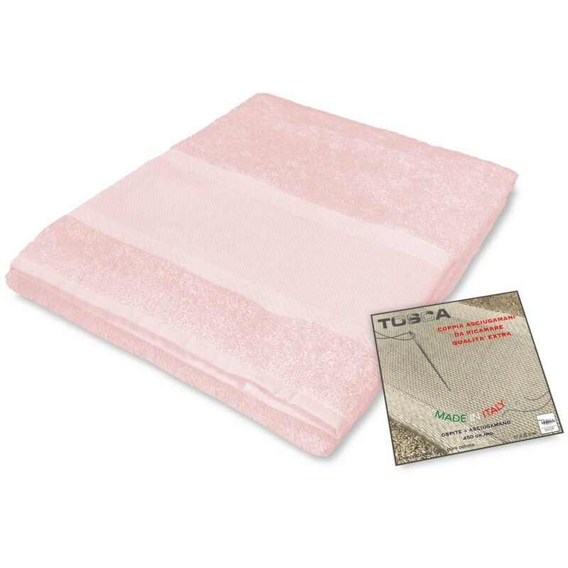 foto del prodotto tex family set asciugamani bagno tosca in spugna di cotone 100 da ricamare punto croce 1 1 viso e ospite rosa
