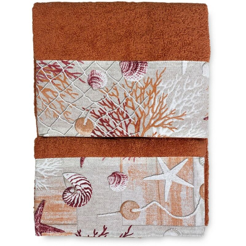 foto del prodotto tex family set asciugamani con bordo coralli rosso in puro cotone made in italy