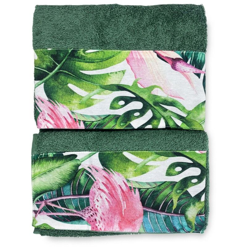 foto del prodotto tex family set asciugamani con bordo flamingo in puro cotone made in italy