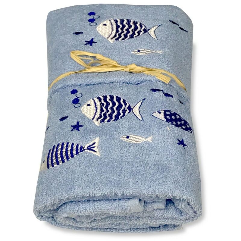 foto del prodotto tex family set asciugamani mare pesciolini fondo blu