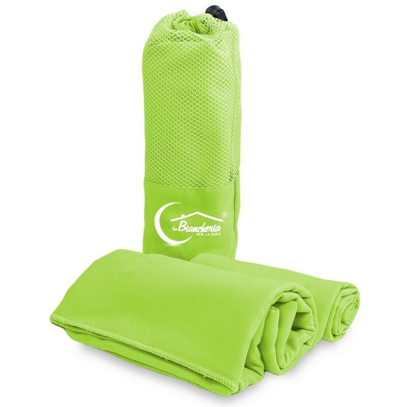 foto del prodotto tex family set asciugamani microfibra verde acido 1 1 viso e ospite