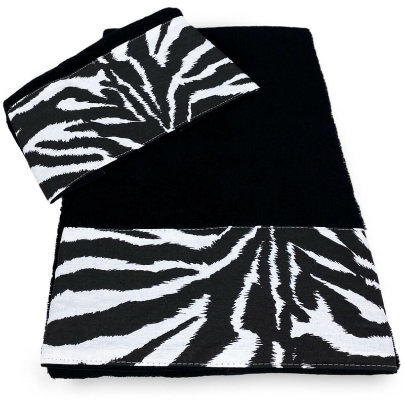 foto del prodotto tex family set asciugamani spugna 1 1 viso e ospite zebrato bianco nero