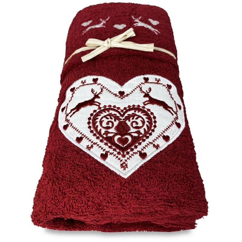 foto del prodotto tex family set asciugamani tirolo tirolese cuore cervo rosso