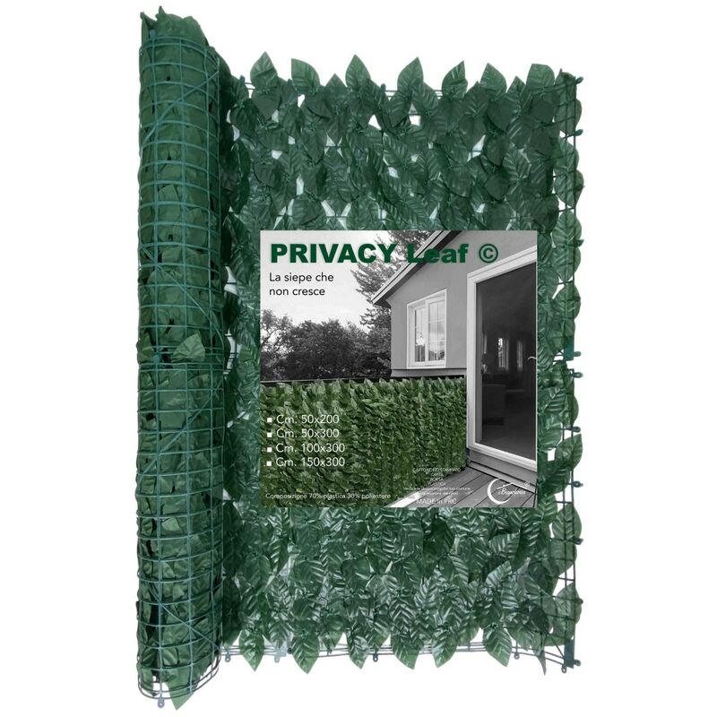 foto del prodotto tex family siepe privacy leaf finta artificiale a foglie per muri e balconi ornamentale frangivista cm. 100x300