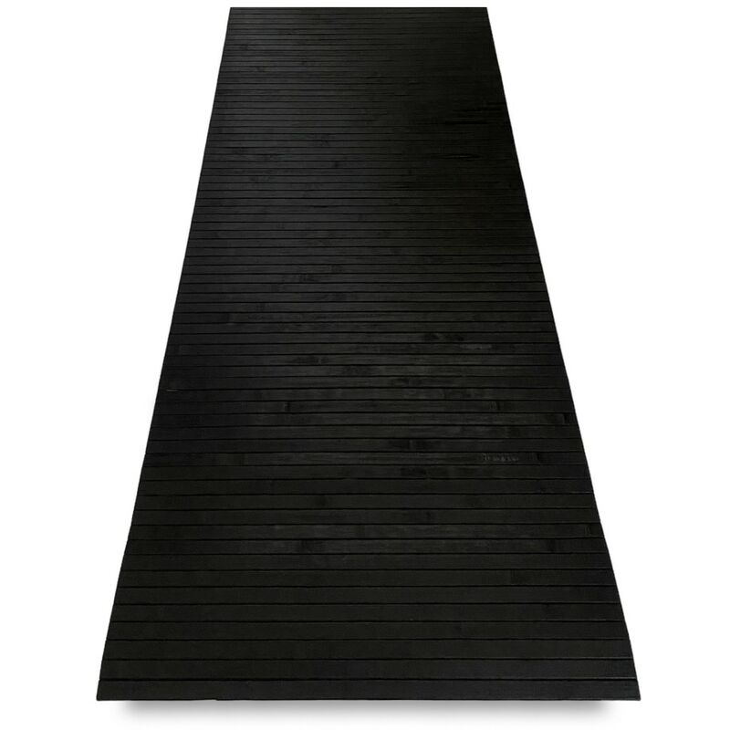 foto del prodotto tex family tappeto cucina in legno bamboo woody unito nero cm. 50x140