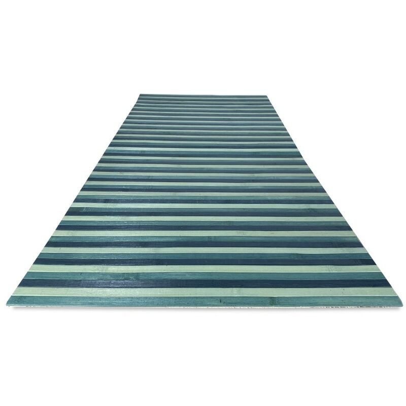 foto del prodotto tex family tappeto cucina woody in legno bamboo blu verde mare sfumato tutte le misure cm. 50x100