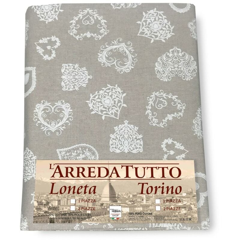 foto del prodotto tex family telo arredo copritutto gran foulard copriletto copridivano tessuto dory cuore bianco 1 piazza