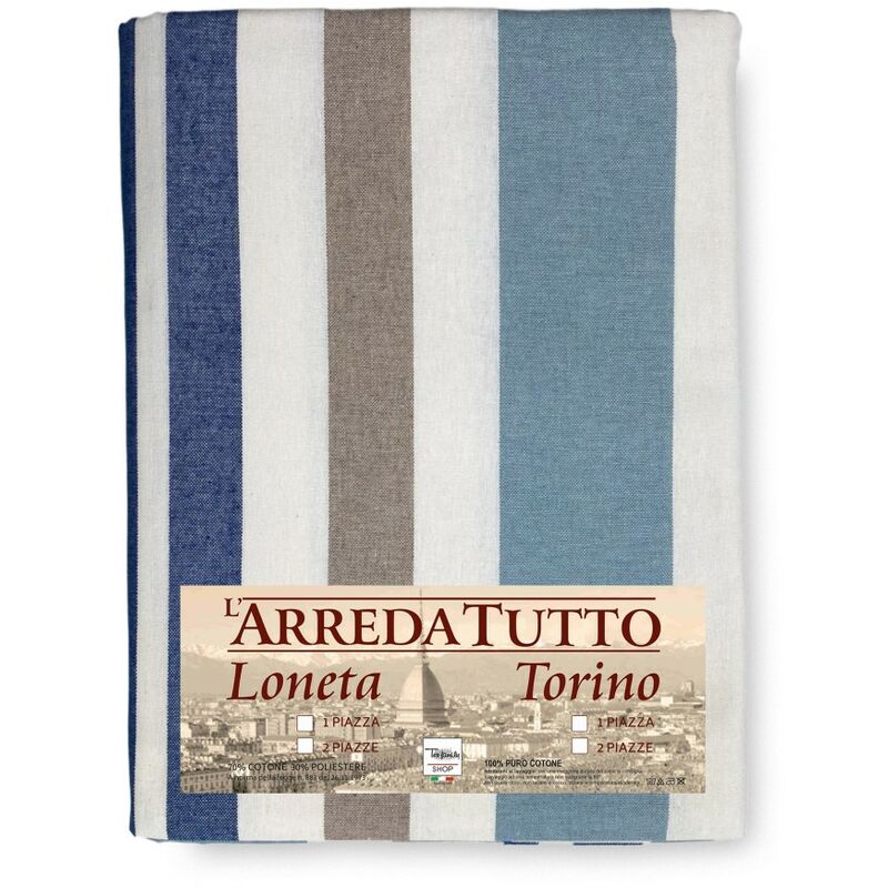 foto del prodotto tex family telo arredo copritutto gran foulard copriletto copridivano tessuto dory riga blu 1 piazza