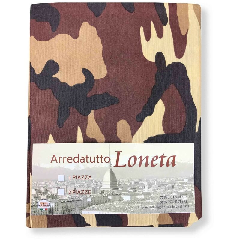 foto del prodotto tex family telo arredo copritutto gran foulard copriletto copridivano tessuto loneta mimetico marrone 2 piazze