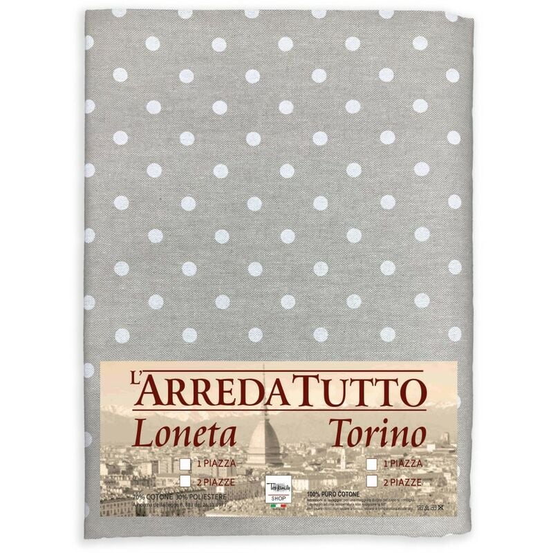 foto del prodotto tex family telo arredo copritutto gran foulard copriletto copridivano tessuto miros pois bianco 2 piazze