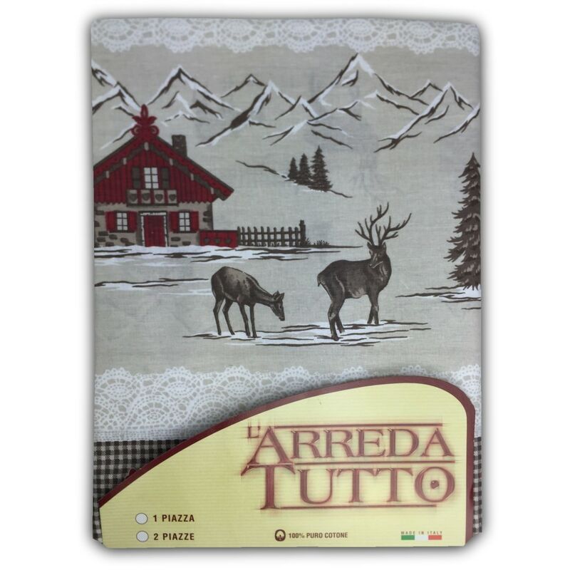 foto del prodotto tex family telo arredo copritutto gran foulard copriletto copridivano tessuto tirolese montagna rosso 1 piazza