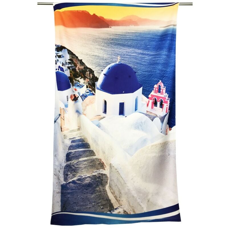 foto del prodotto tex family telo mare in spugna grecia santorini misura grande cm. 90 x 170