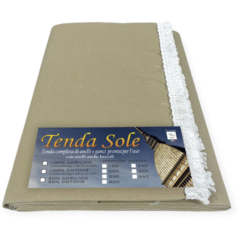 foto del prodotto tex family tenda sole da esterno giardino balcone beige unito in acrilico confezionata in 6 misure cm. 200 x 350