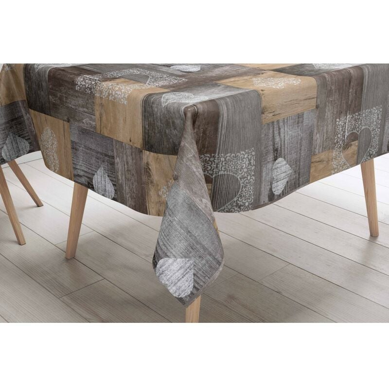 foto del prodotto tex family tovaglia lima in tela cerata plastificata lavabile idrorepellente in pvc tirolese marrone made in italy cm. 140x140 x4 persone