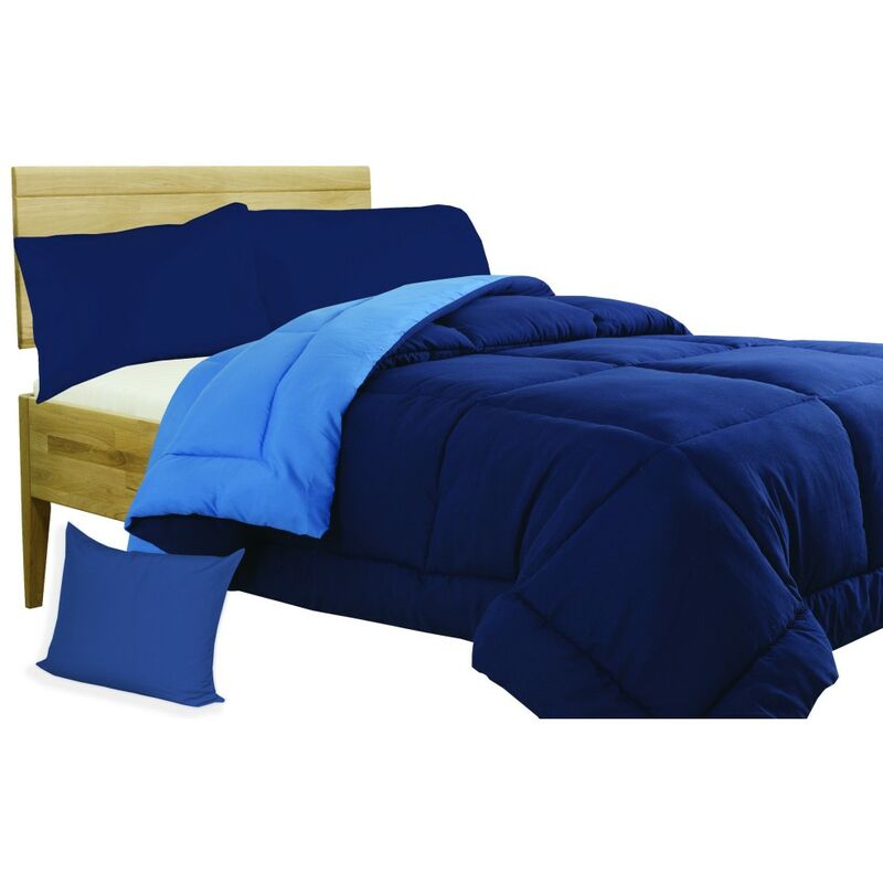 foto del prodotto tex family trapunta bl piumone tinta unita blu bluette double face invernale 350 gr. con federa arredo matrimoniale 2 piazze cm. 260x260